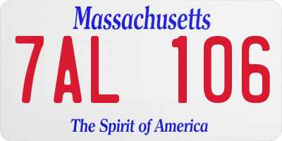 MA license plate 7AL106