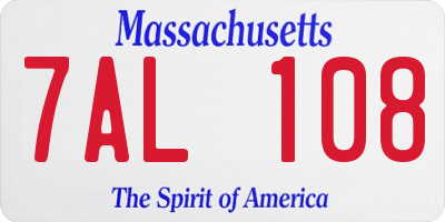 MA license plate 7AL108