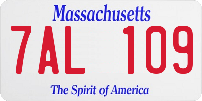 MA license plate 7AL109