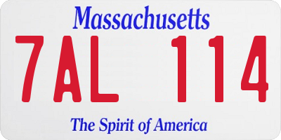 MA license plate 7AL114