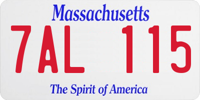 MA license plate 7AL115