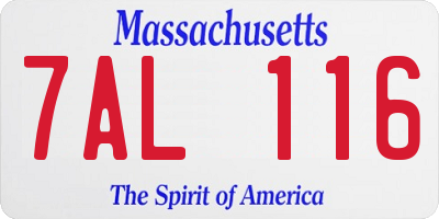 MA license plate 7AL116