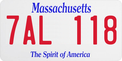 MA license plate 7AL118