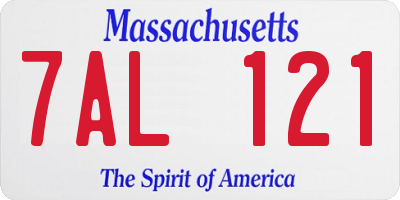 MA license plate 7AL121