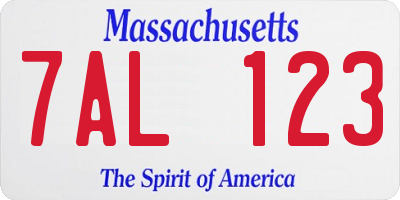 MA license plate 7AL123