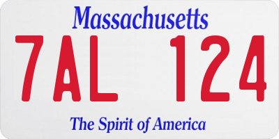MA license plate 7AL124