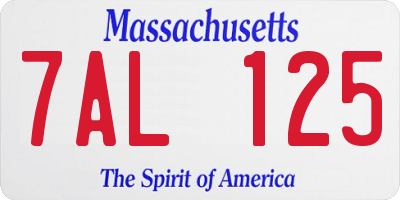 MA license plate 7AL125