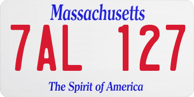 MA license plate 7AL127