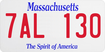 MA license plate 7AL130