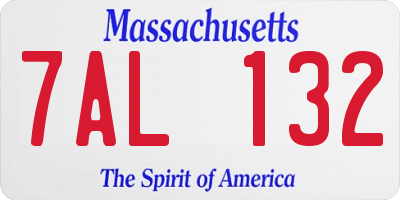 MA license plate 7AL132