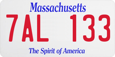 MA license plate 7AL133