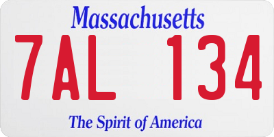 MA license plate 7AL134