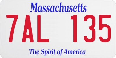 MA license plate 7AL135