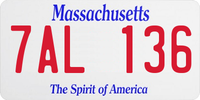 MA license plate 7AL136