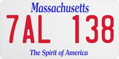 MA license plate 7AL138