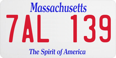 MA license plate 7AL139
