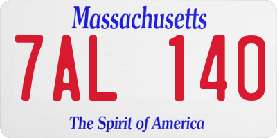 MA license plate 7AL140
