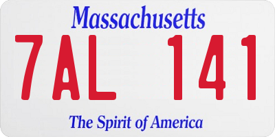 MA license plate 7AL141