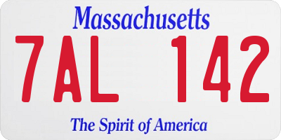 MA license plate 7AL142