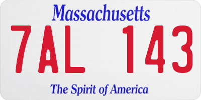 MA license plate 7AL143