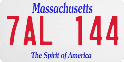 MA license plate 7AL144