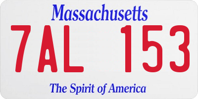 MA license plate 7AL153