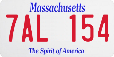 MA license plate 7AL154