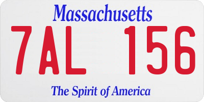 MA license plate 7AL156