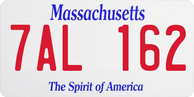 MA license plate 7AL162