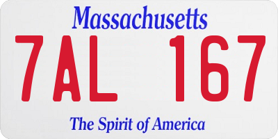 MA license plate 7AL167