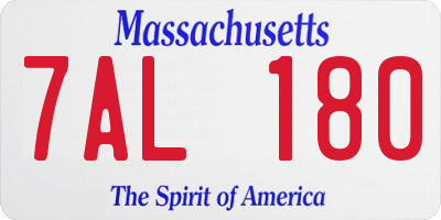 MA license plate 7AL180