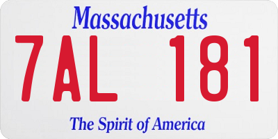 MA license plate 7AL181