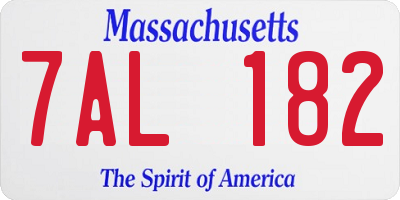 MA license plate 7AL182