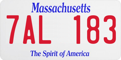 MA license plate 7AL183