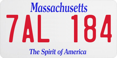 MA license plate 7AL184