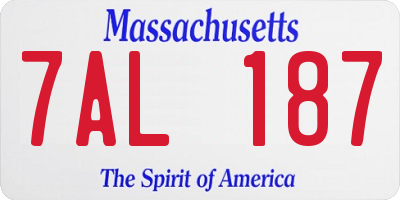 MA license plate 7AL187