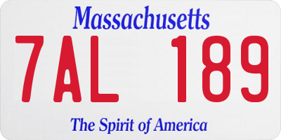 MA license plate 7AL189