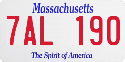 MA license plate 7AL190