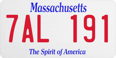 MA license plate 7AL191