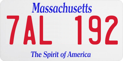 MA license plate 7AL192