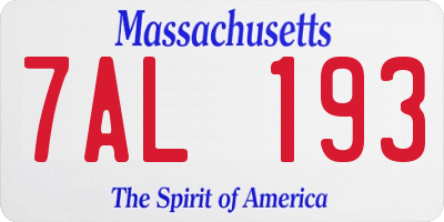 MA license plate 7AL193