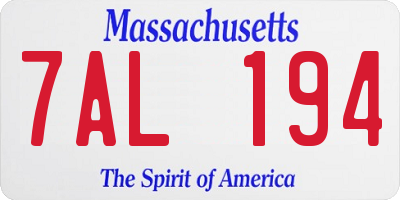 MA license plate 7AL194