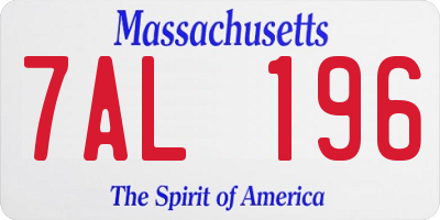 MA license plate 7AL196