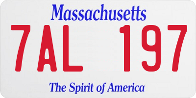 MA license plate 7AL197