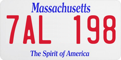 MA license plate 7AL198