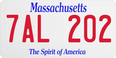 MA license plate 7AL202