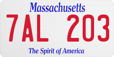 MA license plate 7AL203