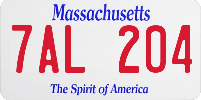 MA license plate 7AL204