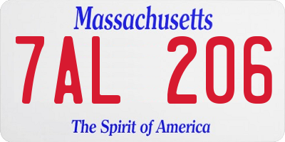 MA license plate 7AL206