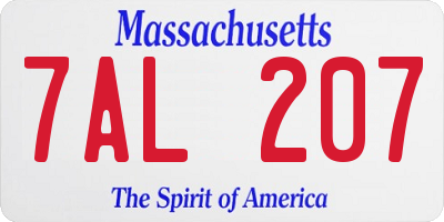 MA license plate 7AL207